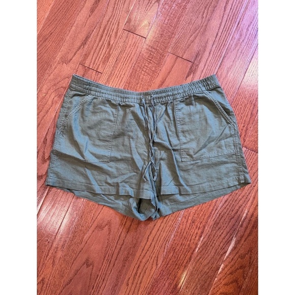 J.Crew Olive Green Drawstring Waist Elastic Patch Pockets Shorts Large - Picture 1 of 4